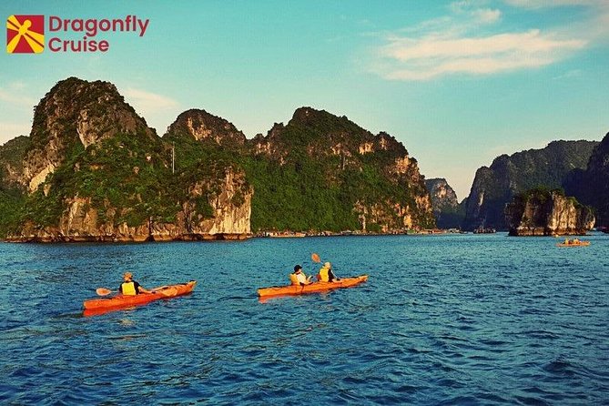 Halong Islands, Cave, Kayak, Bamboo Day Tour w Dragonfly Cruise - Kayak or bamboo boat: 45 minutes on the water