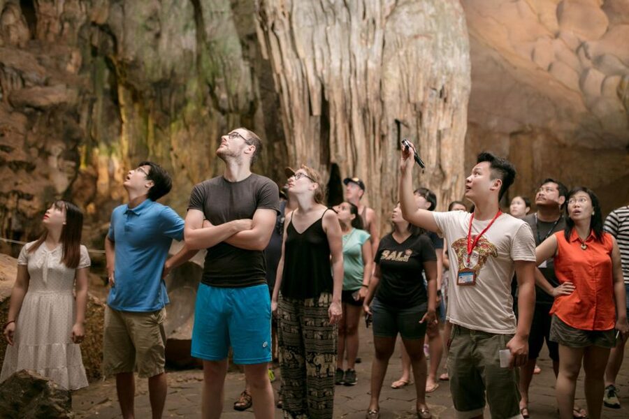 Hanoi: Halong Bay Day Trip with Titop Island, Cave, & Kayak - Sung Sot Cave’s striking chambers